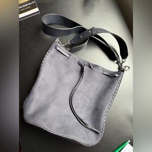 All Saints Gray Leather Shoulder Bag